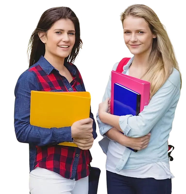 Students holding books